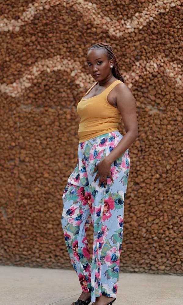 Garden mist pattern wide leg pant