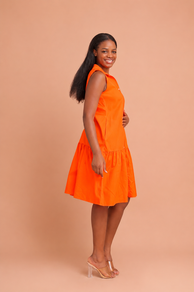 Cotton Sleeveless Shirt Dress
