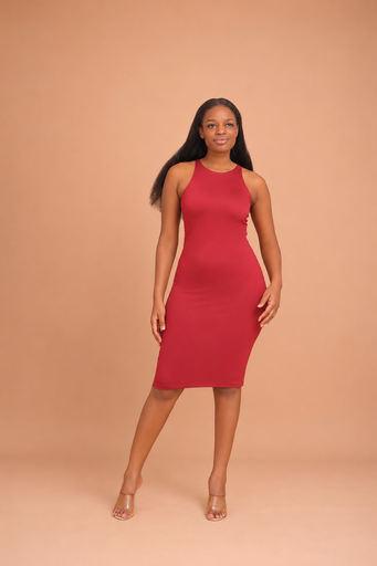 Skin Midi Dress — Maroon