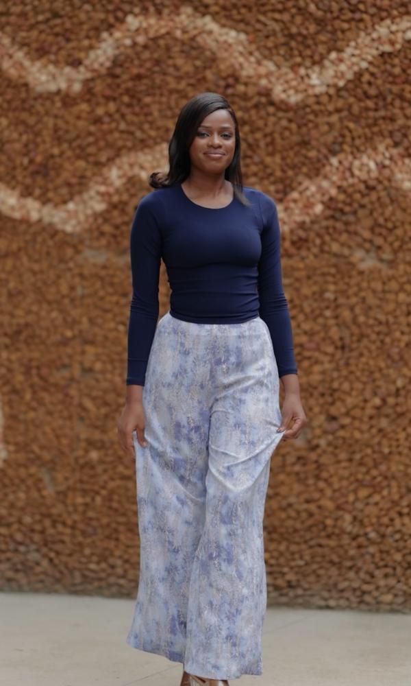 Forest wrap pattern wide leg pant