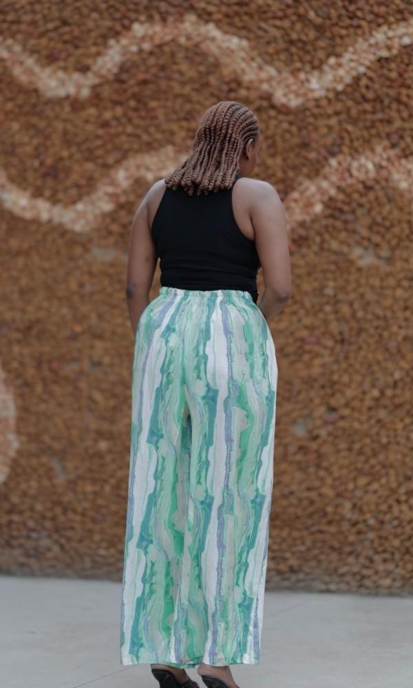 Canvas pattern wide leg pant