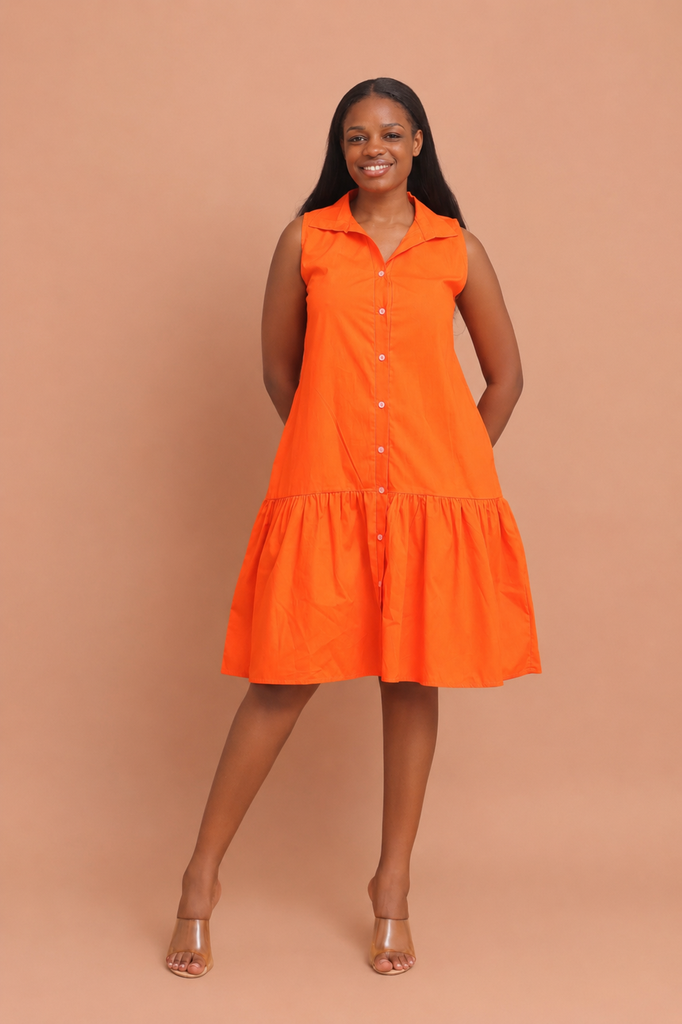 Cotton Sleeveless Shirt Dress